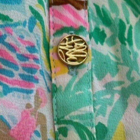 Lilly Pulitzer Let's Get Together Multicolor Silk Elsa Top - Picture 5 of 8